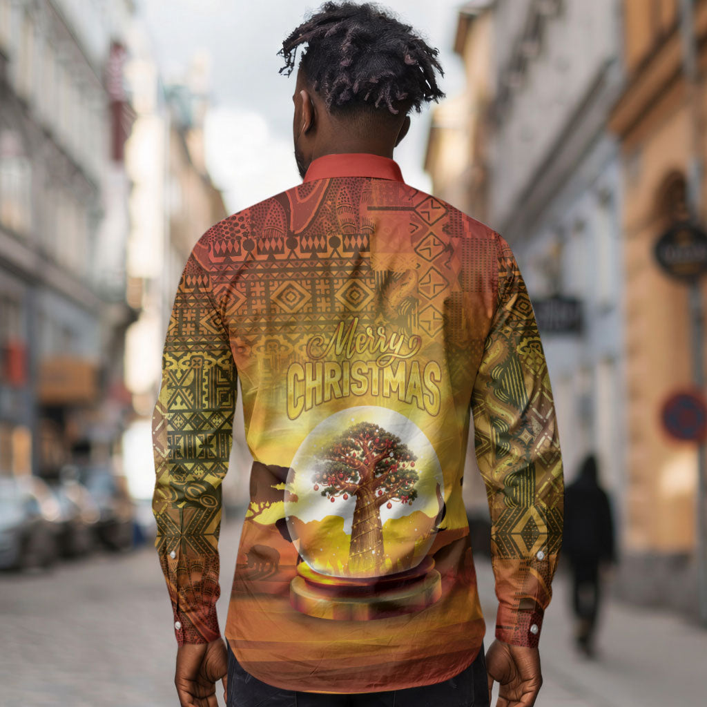 African Flags Map Christmas Long Sleeve Button Shirt Afro Heritage