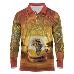 African Flags Map Christmas Long Sleeve Polo Shirt Afro Heritage