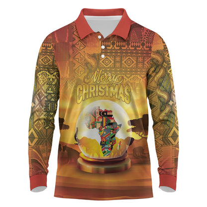 African Flags Map Christmas Long Sleeve Polo Shirt Afro Heritage