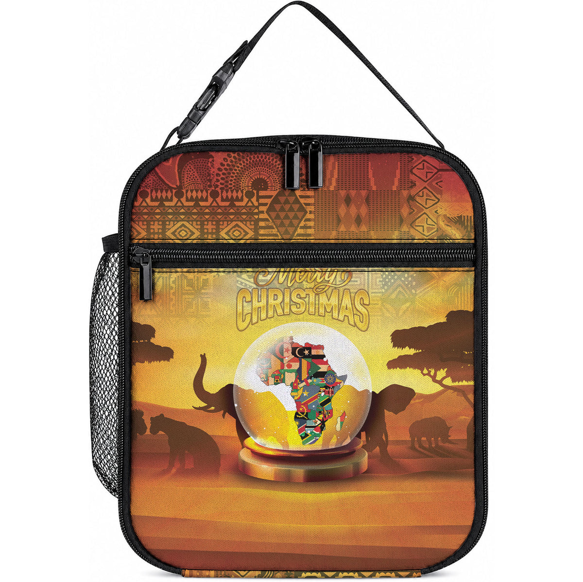 African Flags Map Christmas Lunch Bag Afro Heritage