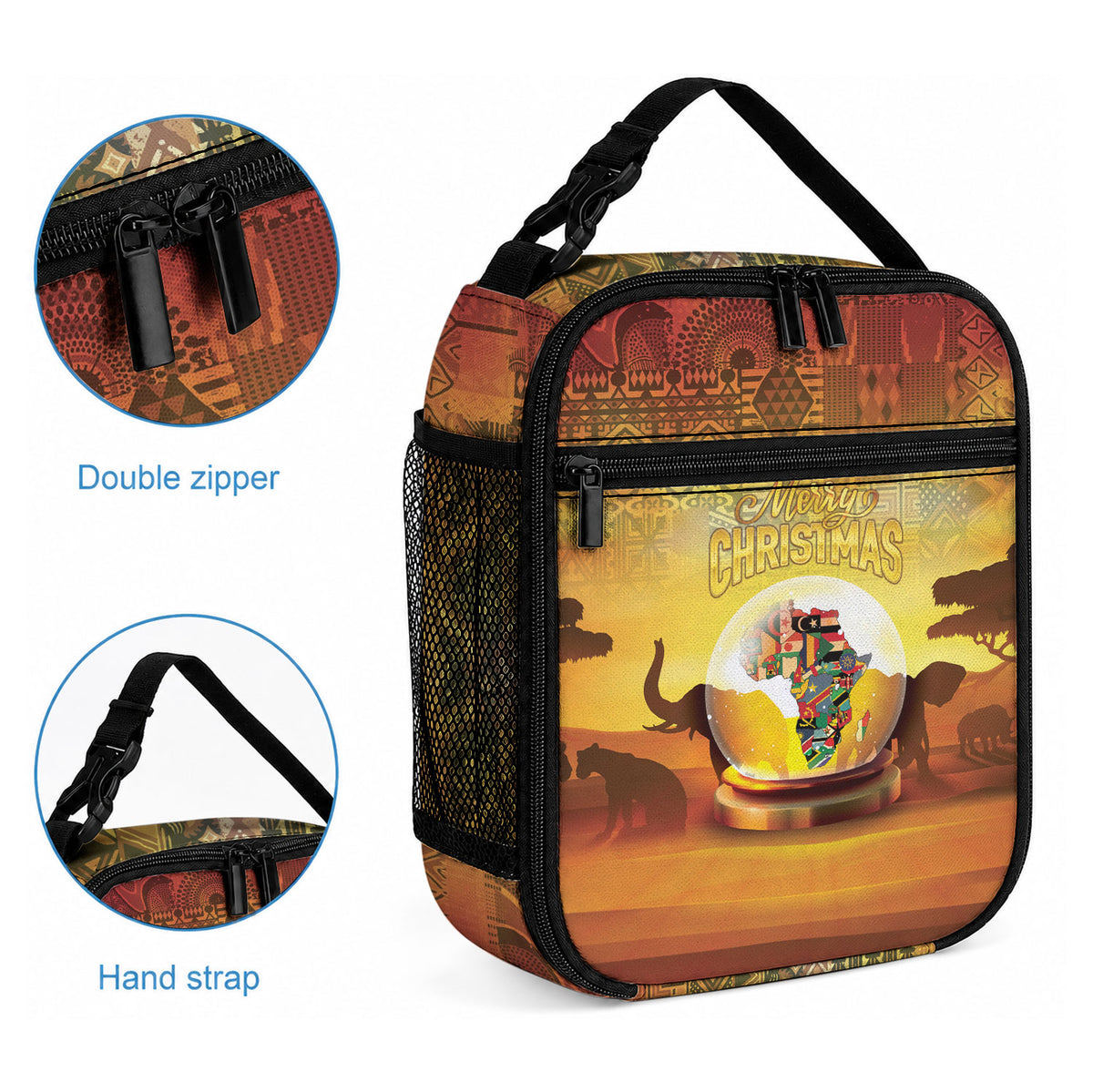 African Flags Map Christmas Lunch Bag Afro Heritage