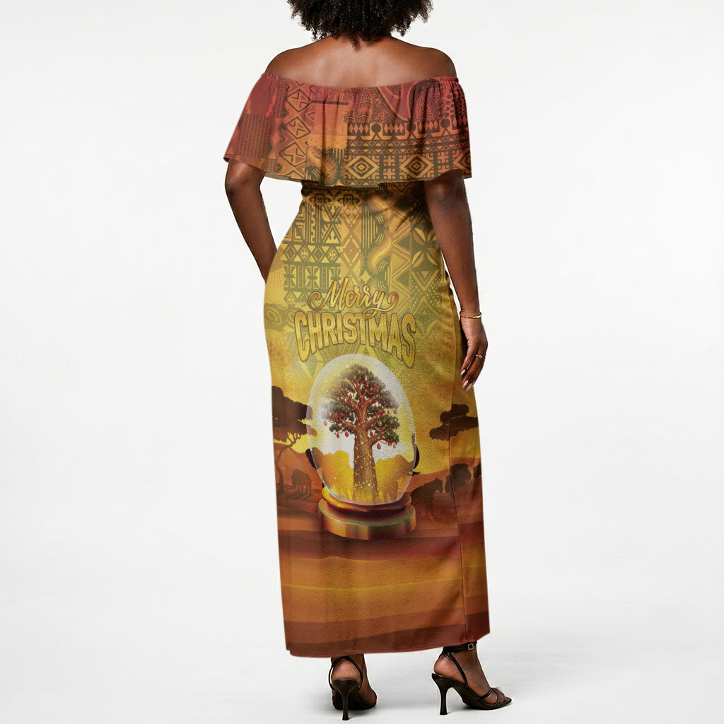 African Flags Map Christmas Off Shoulder Maxi Dress Afro Heritage
