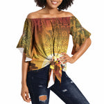African Flags Map Christmas Off Shoulder Wrap Waist Top Afro Heritage