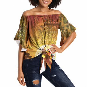 African Flags Map Christmas Off Shoulder Wrap Waist Top Afro Heritage