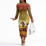 African Flags Map Christmas Off The Shoulder Long Sleeve Dress Afro Heritage