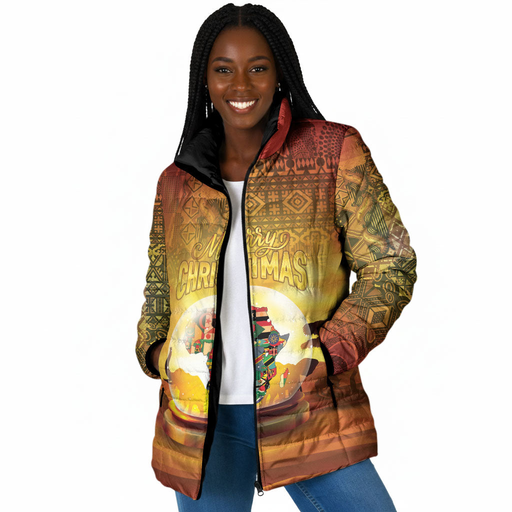 African Flags Map Christmas Padded Jacket Afro Heritage