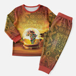 African Flags Map Christmas Pajama Set Afro Heritage