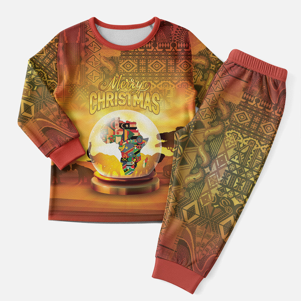 African Flags Map Christmas Pajama Set Afro Heritage
