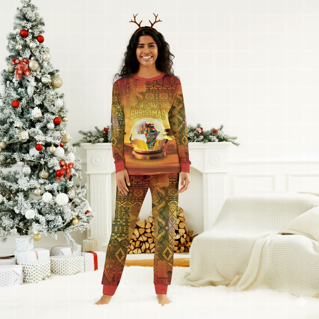 African Flags Map Christmas Pajama Set Afro Heritage