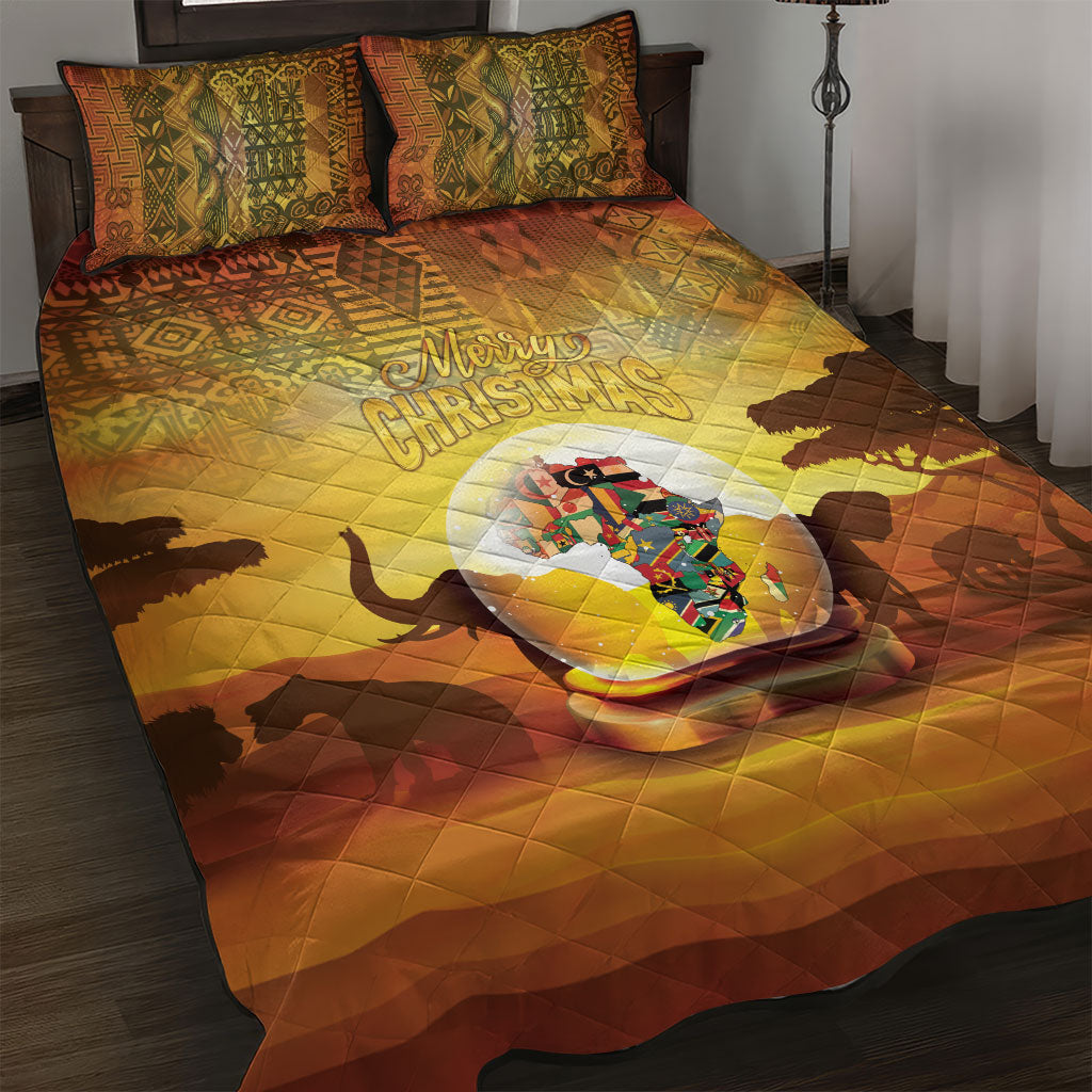 African Flags Map Christmas Quilt Bed Set Afro Heritage
