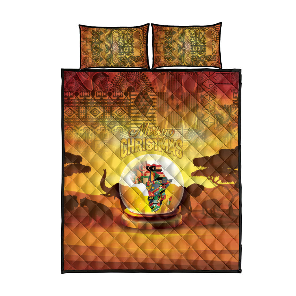 African Flags Map Christmas Quilt Bed Set Afro Heritage