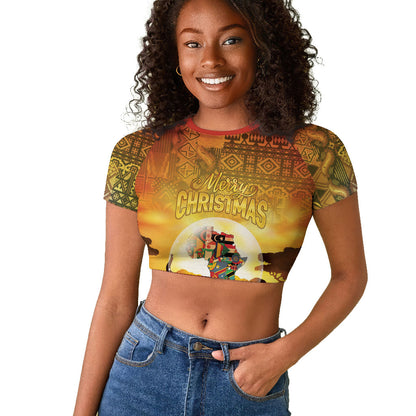 African Flags Map Christmas Raglan Cropped T shirt Afro Heritage