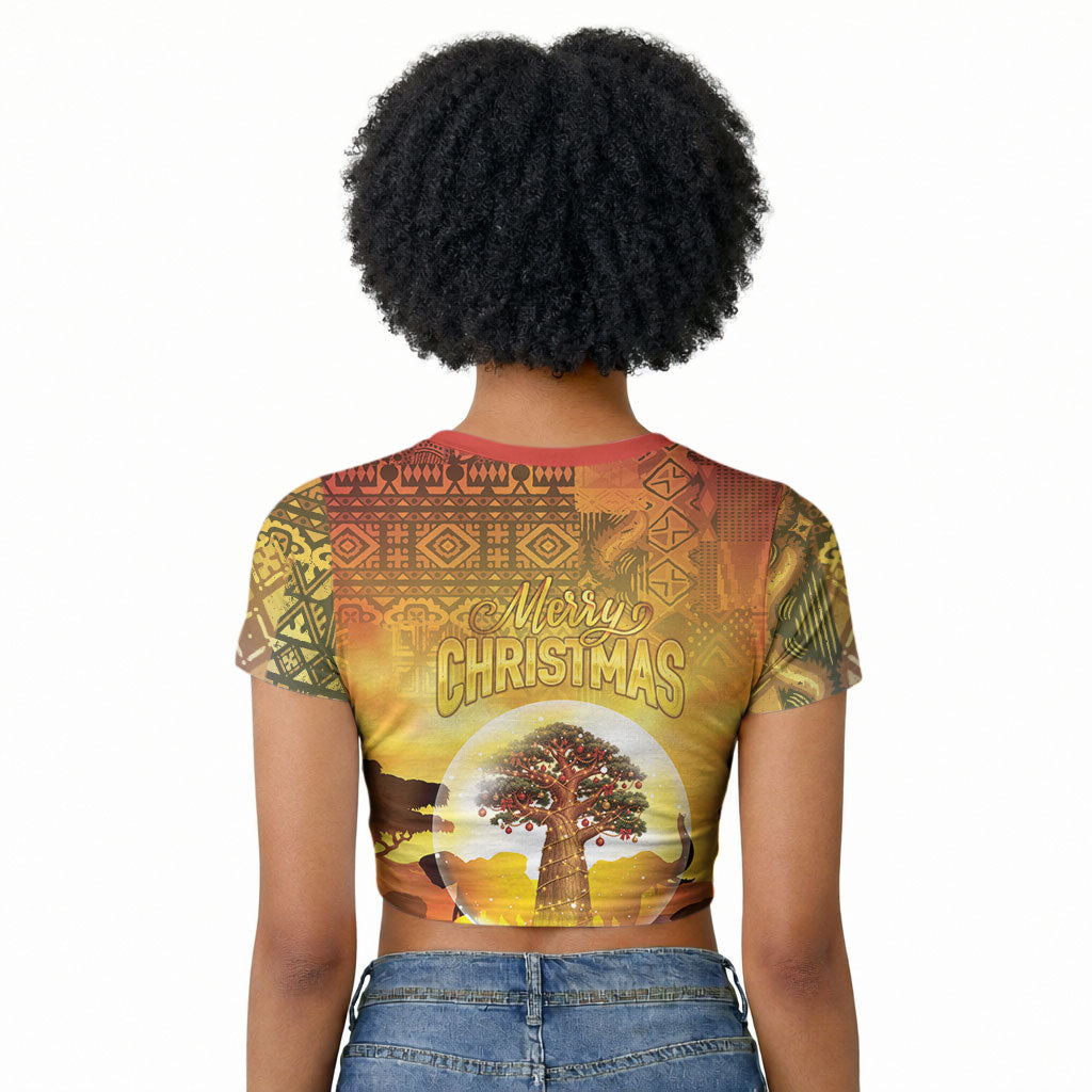 African Flags Map Christmas Raglan Cropped T shirt Afro Heritage