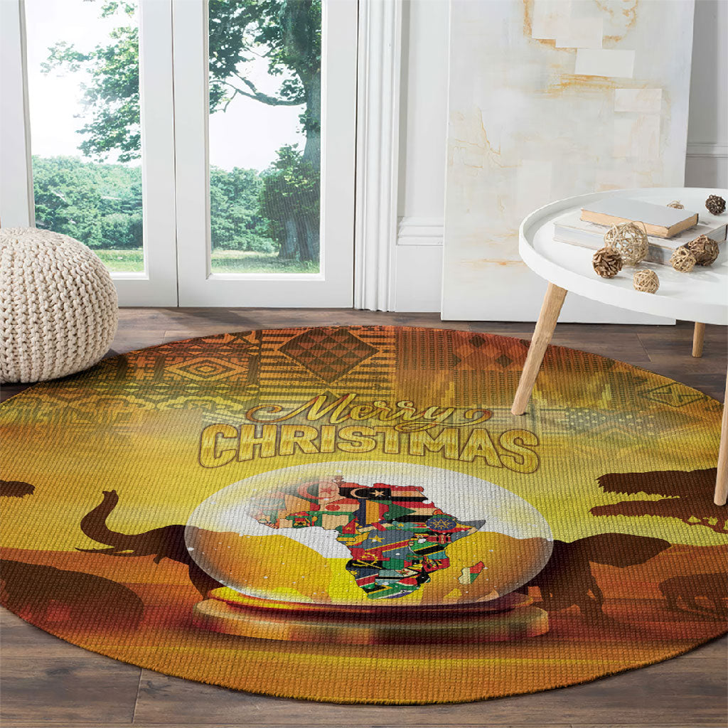 African Flags Map Christmas Round Carpet Afro Heritage