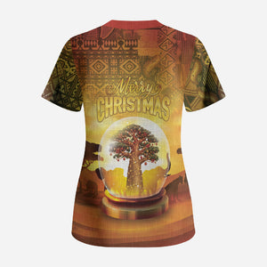 African Flags Map Christmas Scrub Top Afro Heritage
