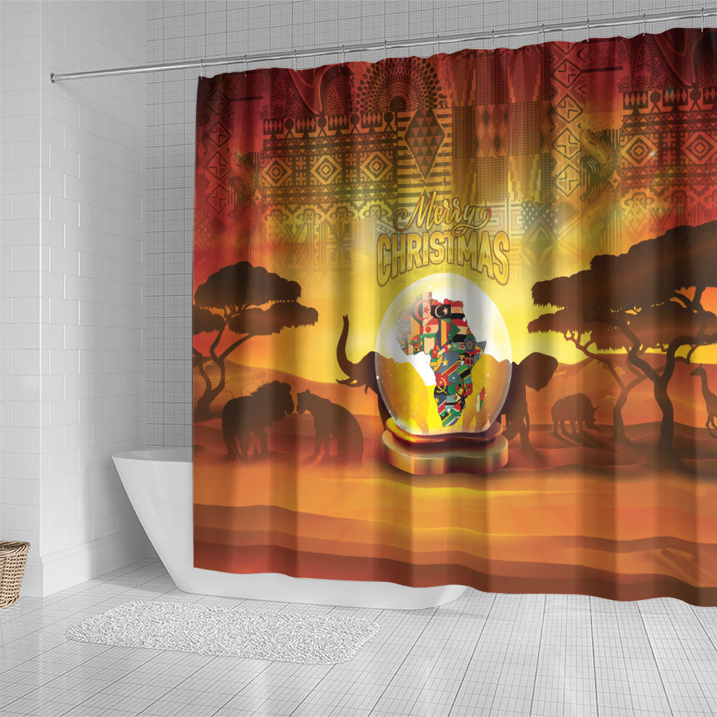 African Flags Map Christmas Shower Curtain Afro Heritage