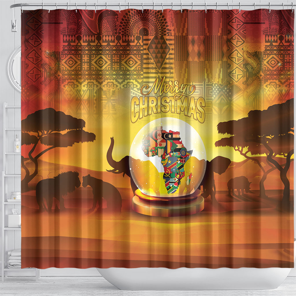 African Flags Map Christmas Shower Curtain Afro Heritage