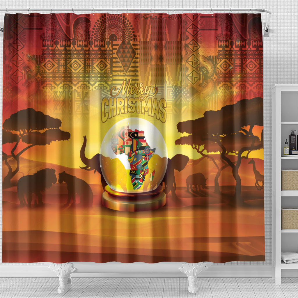 African Flags Map Christmas Shower Curtain Afro Heritage