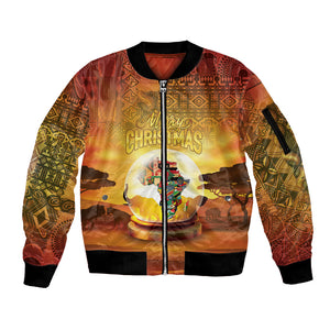 African Flags Map Christmas Sleeve Zip Bomber Jacket Afro Heritage