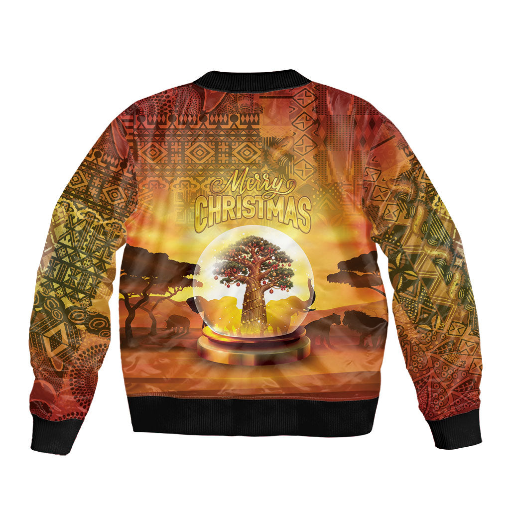 African Flags Map Christmas Sleeve Zip Bomber Jacket Afro Heritage