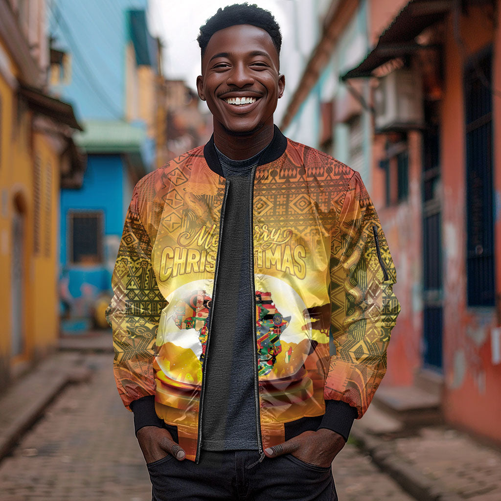 African Flags Map Christmas Sleeve Zip Bomber Jacket Afro Heritage