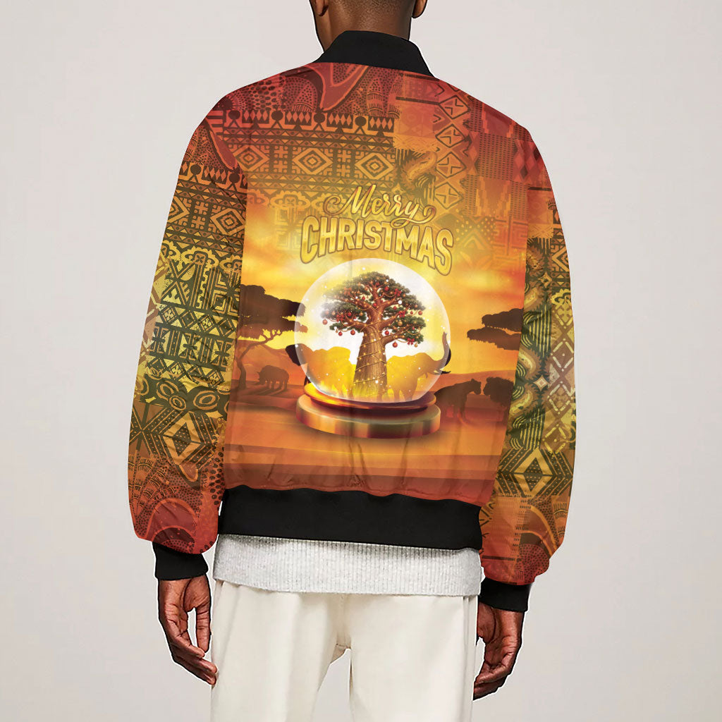 African Flags Map Christmas Sleeve Zip Bomber Jacket Afro Heritage