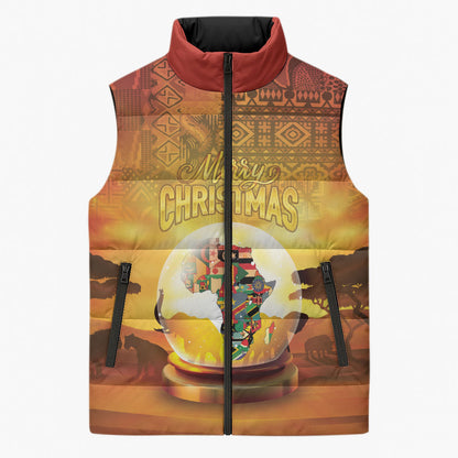 African Flags Map Christmas Sleeveless Puffer Jacket Afro Heritage