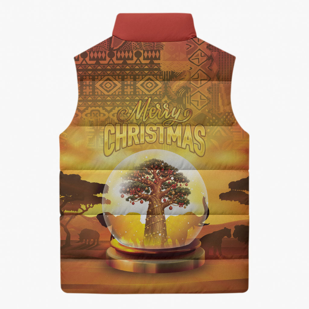 African Flags Map Christmas Sleeveless Puffer Jacket Afro Heritage