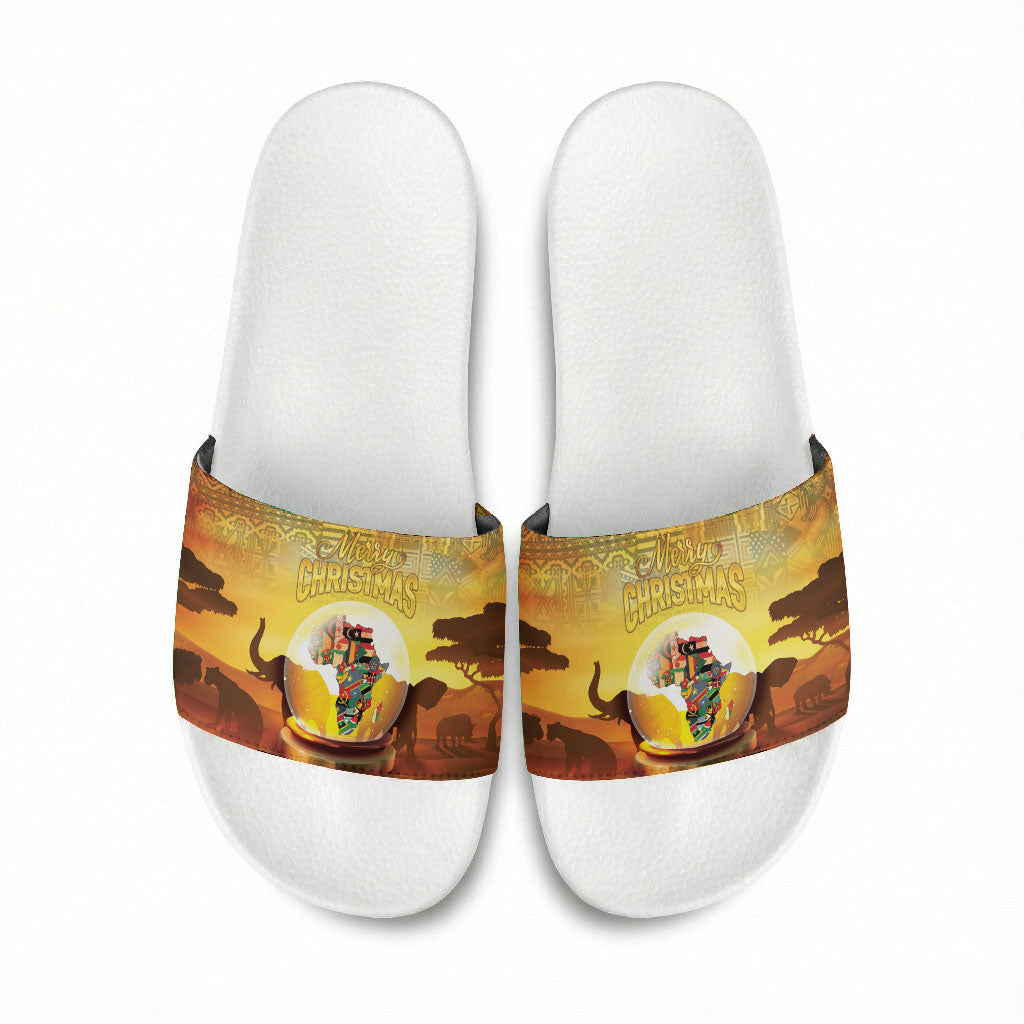 African Flags Map Christmas Slide Sandals Afro Heritage
