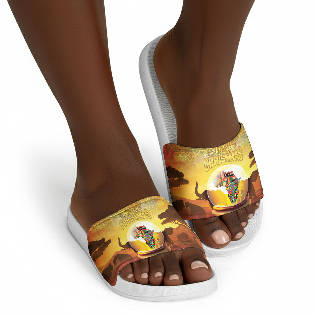 African Flags Map Christmas Slide Sandals Afro Heritage