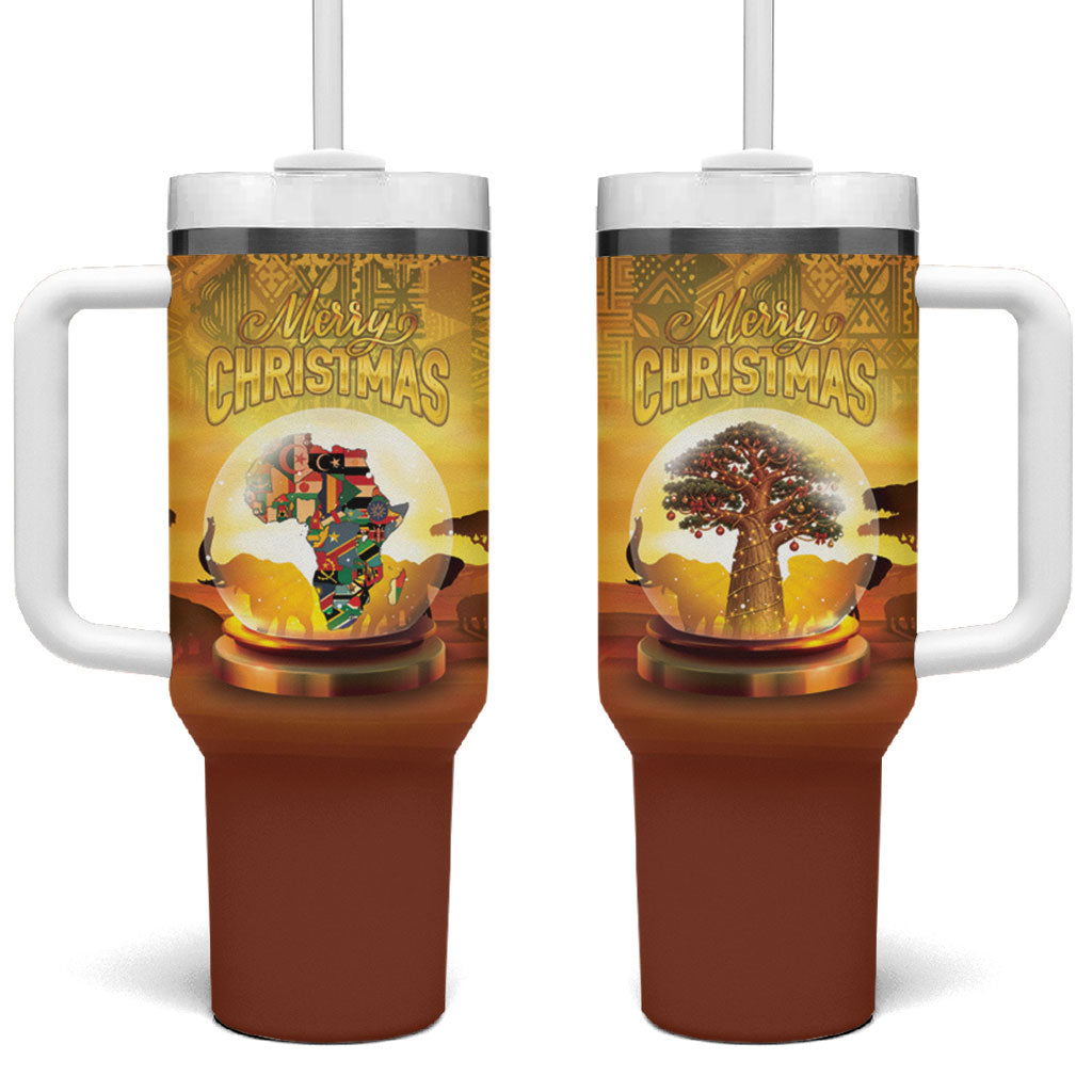African Flags Map Christmas Tumbler With Handle Afro Heritage