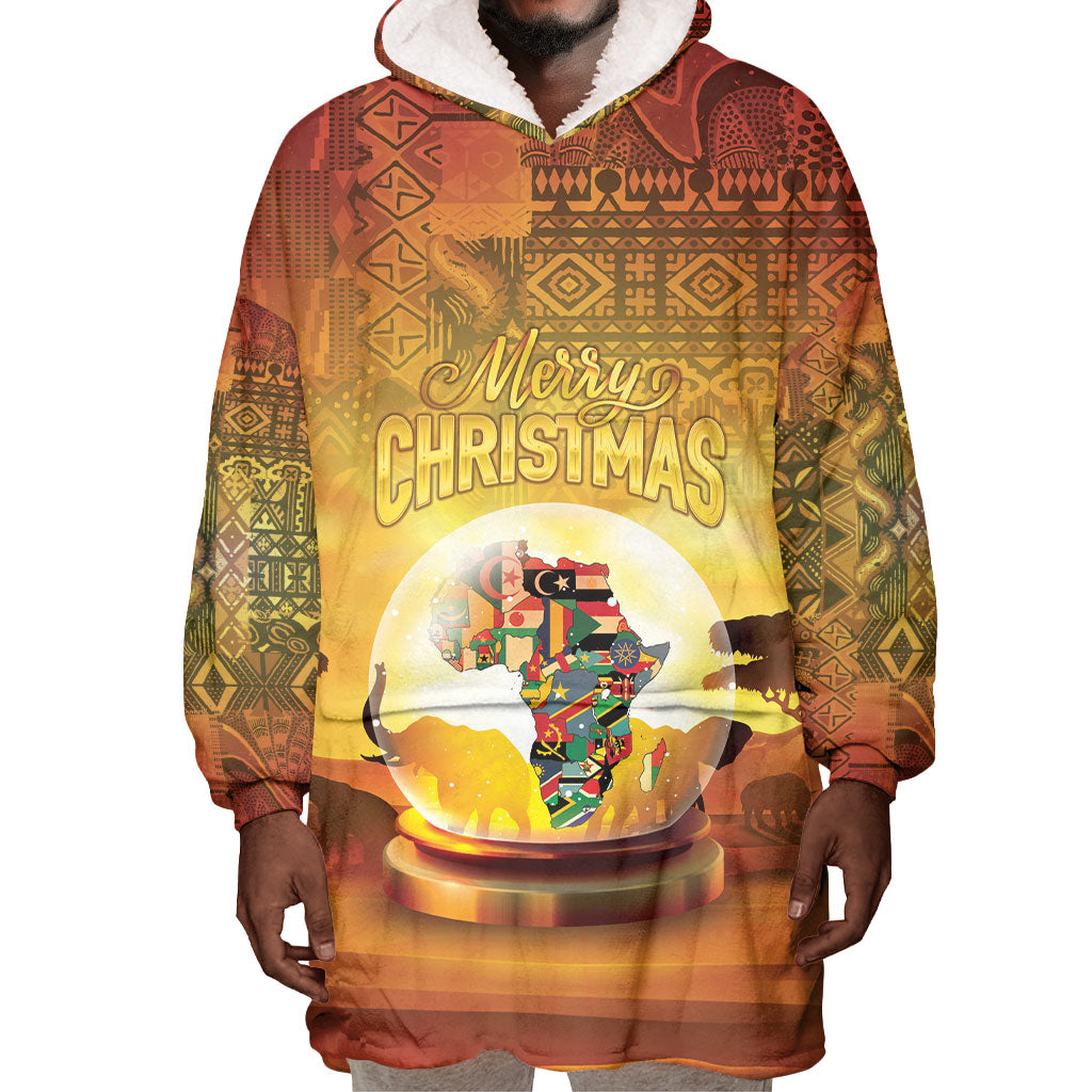 African Flags Map Christmas Wearable Blanket Hoodie Afro Heritage