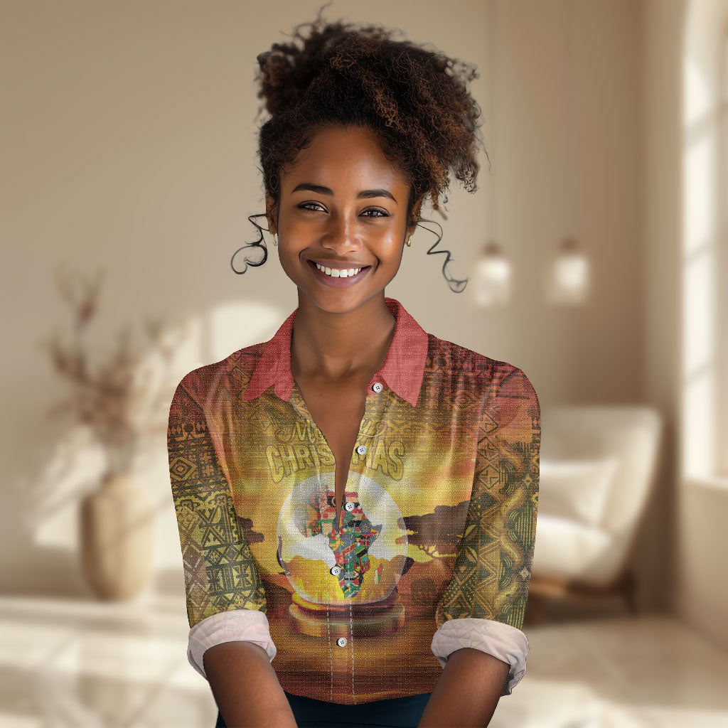 African Flags Map Christmas Women Casual Shirt Afro Heritage