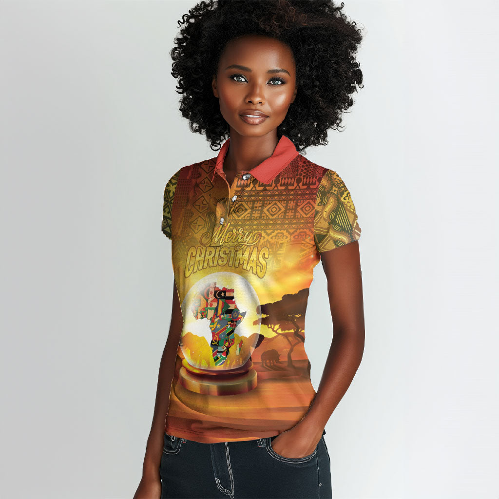 African Flags Map Christmas Women Polo Shirt Afro Heritage