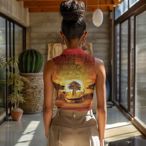 African Flags Map Christmas Women Sleeveless Polo Shirt Afro Heritage