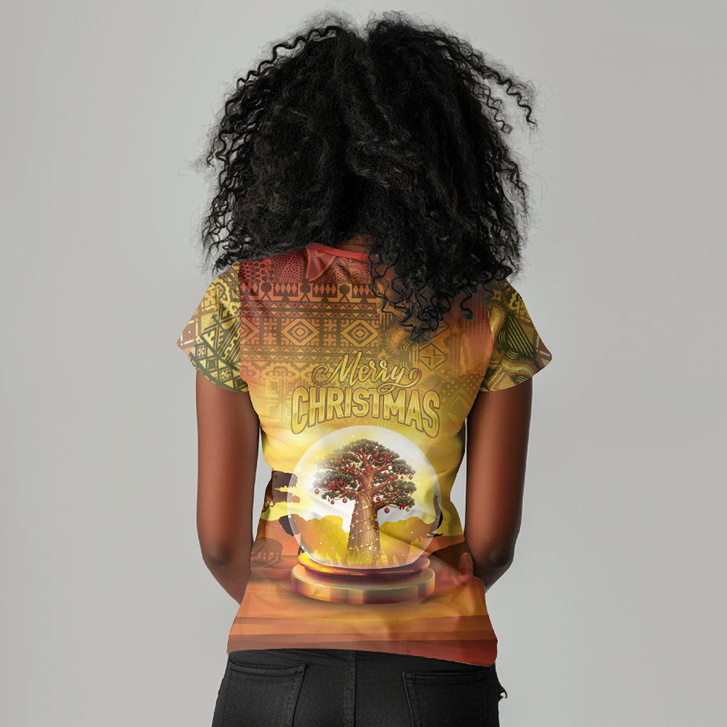 African Flags Map Christmas Women V-Neck T-Shirt Afro Heritage