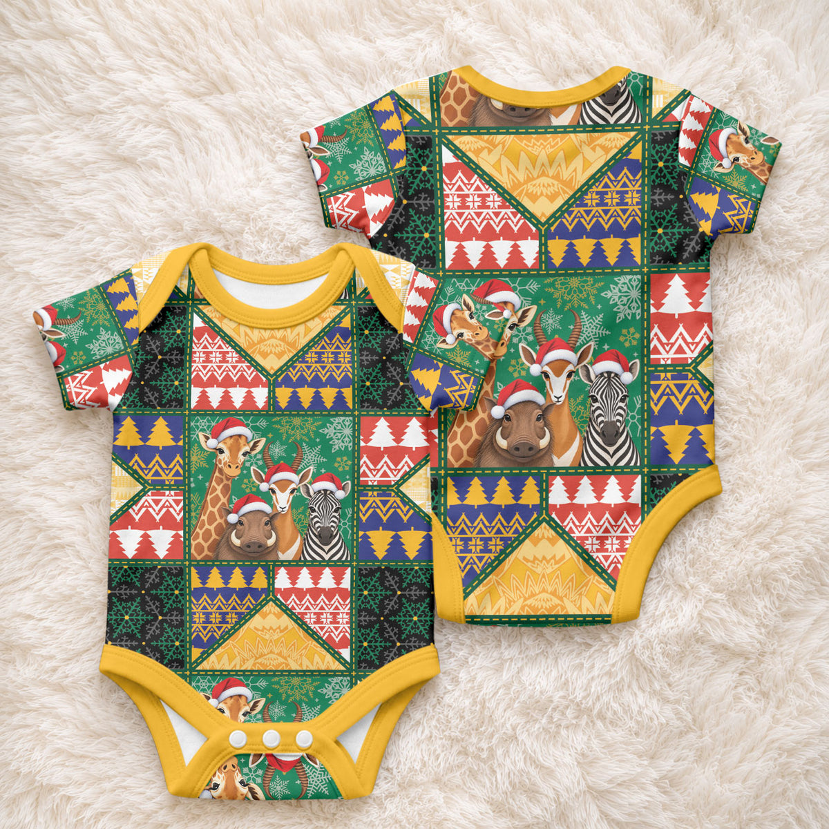 South Africa Christmas Baby Onesie Patchwork Style