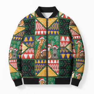 South Africa Christmas Bomber Puffer Jacket Patchwork Style