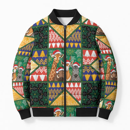 South Africa Christmas Bomber Puffer Jacket Patchwork Style