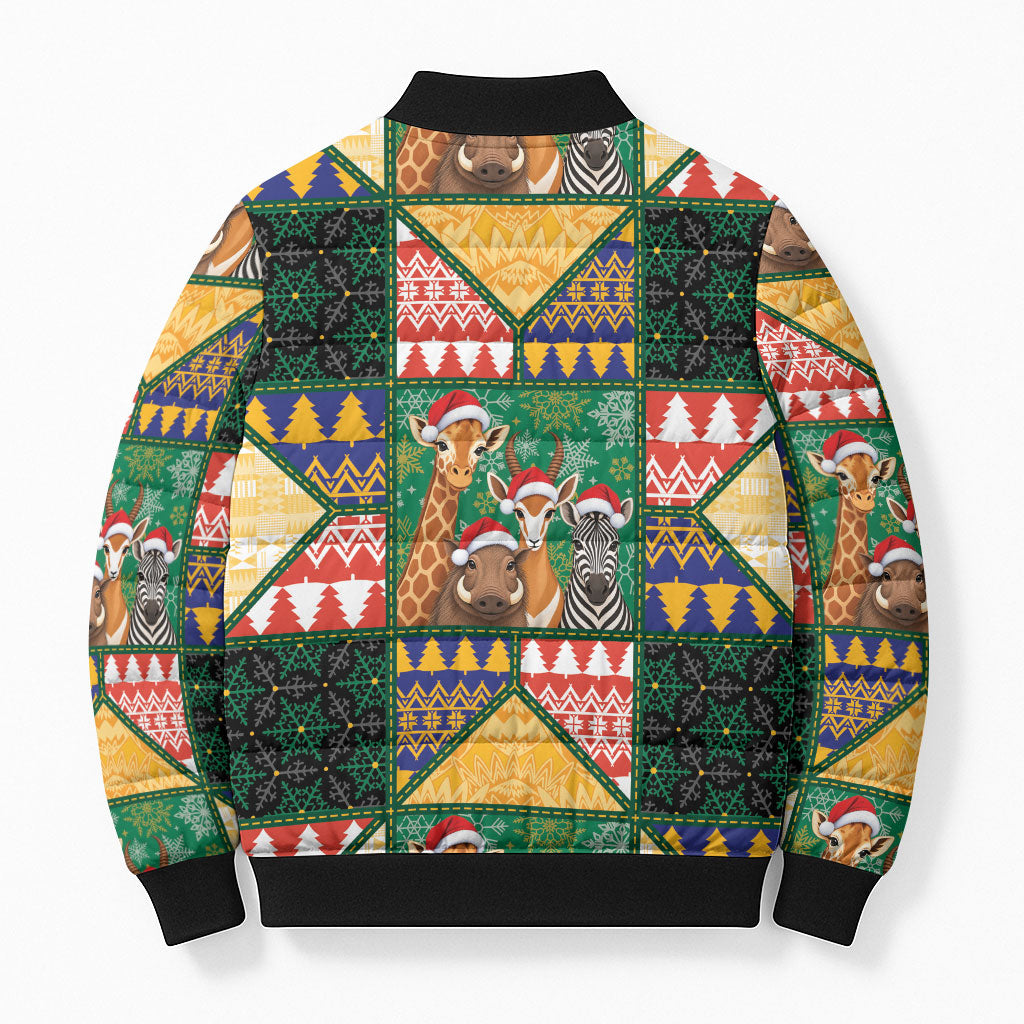 South Africa Christmas Bomber Puffer Jacket Patchwork Style