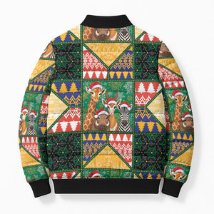 South Africa Christmas Bomber Puffer Jacket Patchwork Style