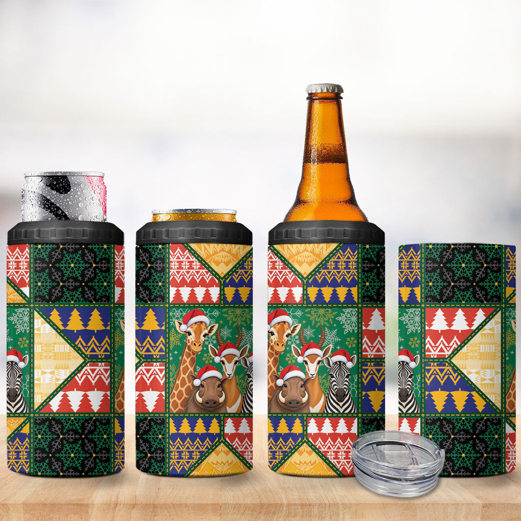 South Africa Christmas 4 in 1 Can Cooler Tumbler Patchwork Style