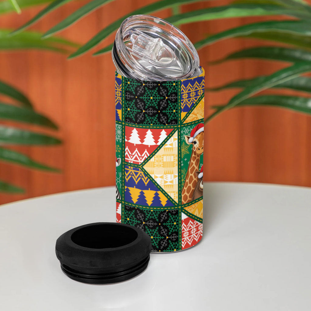 South Africa Christmas 4 in 1 Can Cooler Tumbler Patchwork Style