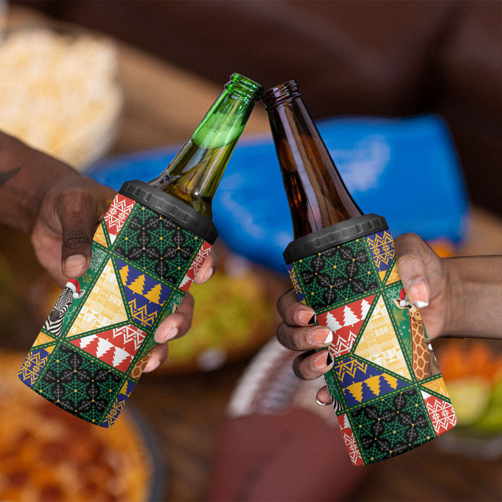 South Africa Christmas 4 in 1 Can Cooler Tumbler Patchwork Style