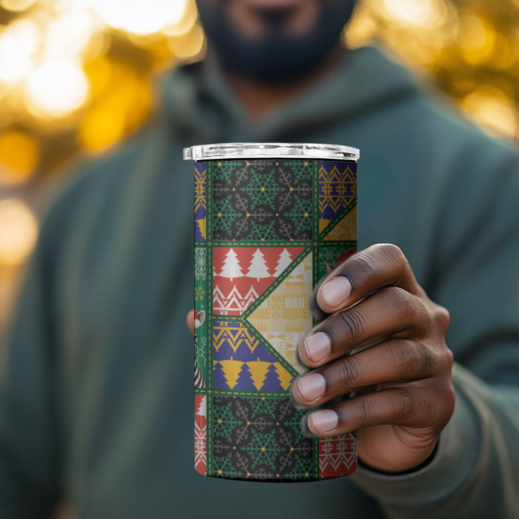 South Africa Christmas 4 in 1 Can Cooler Tumbler Patchwork Style