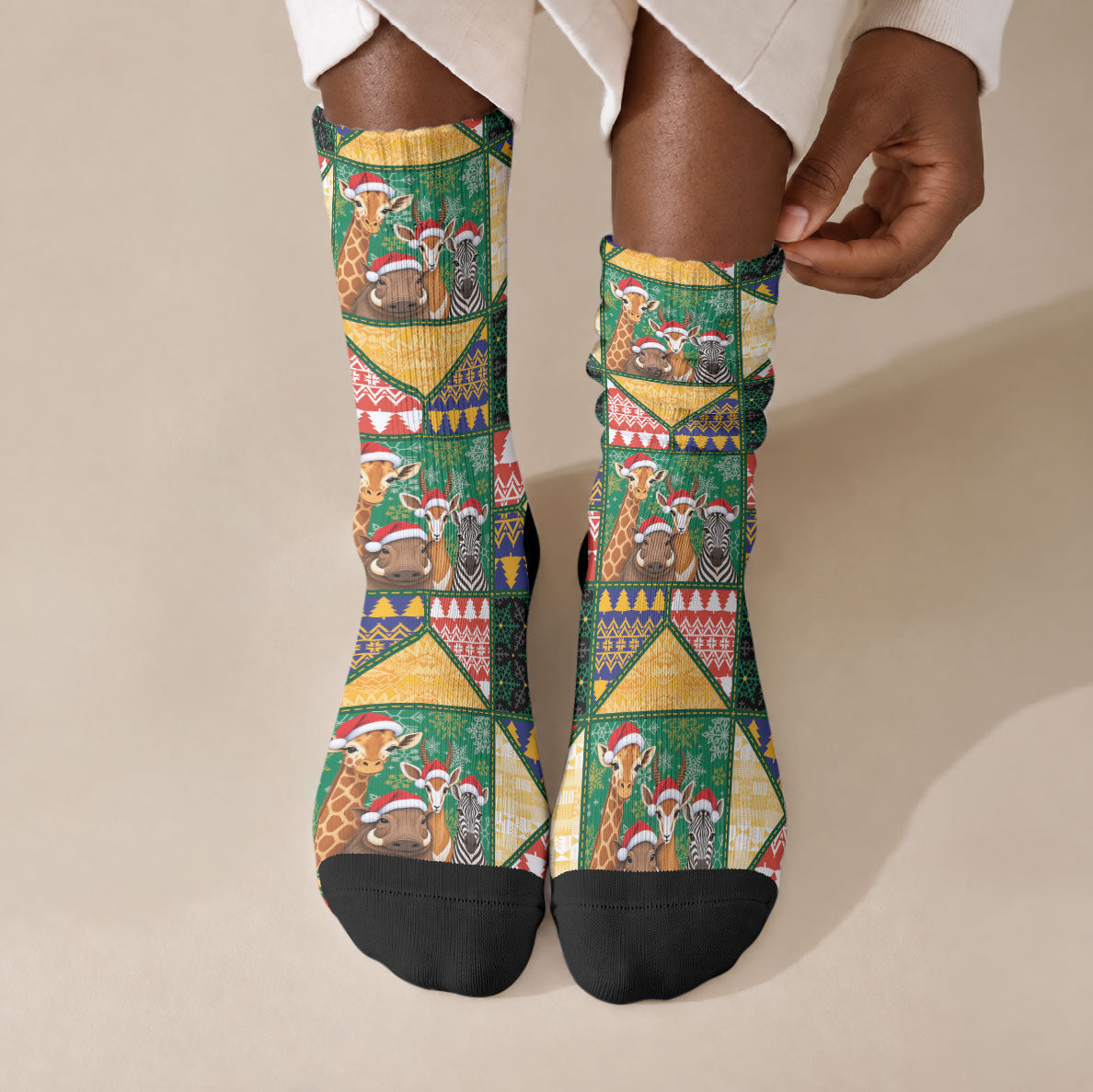 South Africa Christmas Crew Socks Patchwork Style