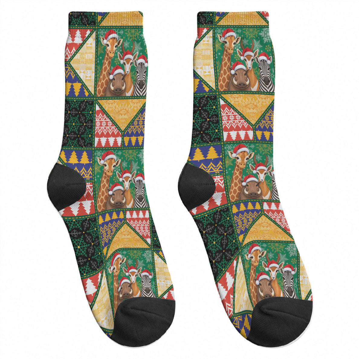 South Africa Christmas Crew Socks Patchwork Style