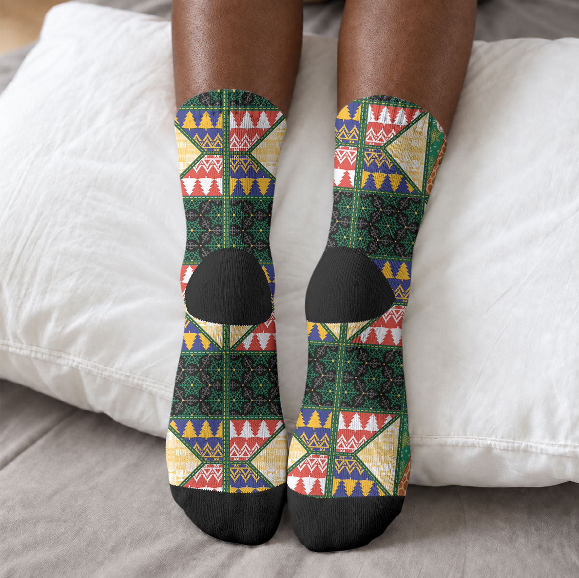 South Africa Christmas Crew Socks Patchwork Style