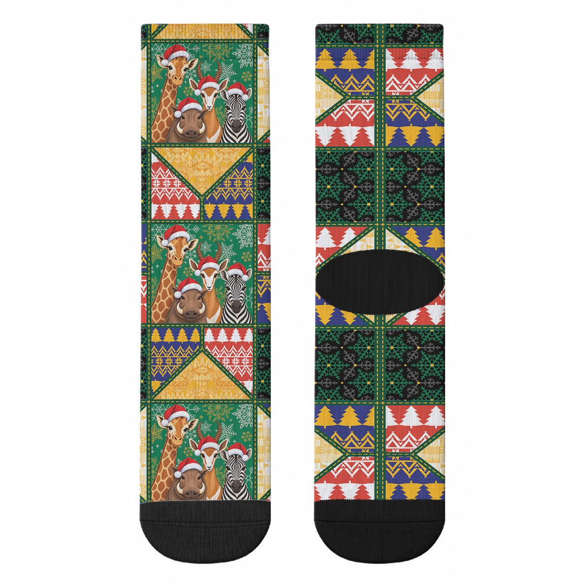 South Africa Christmas Crew Socks Patchwork Style