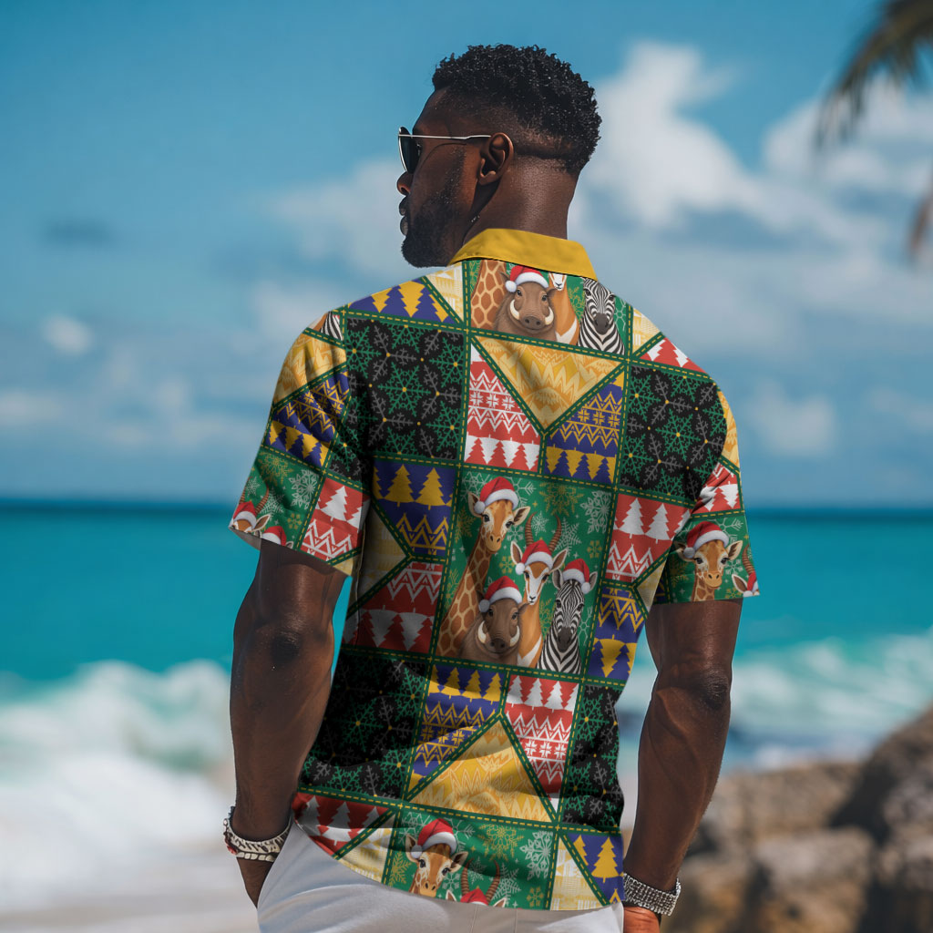 South Africa Christmas Hawaiian Shirt Patchwork Style